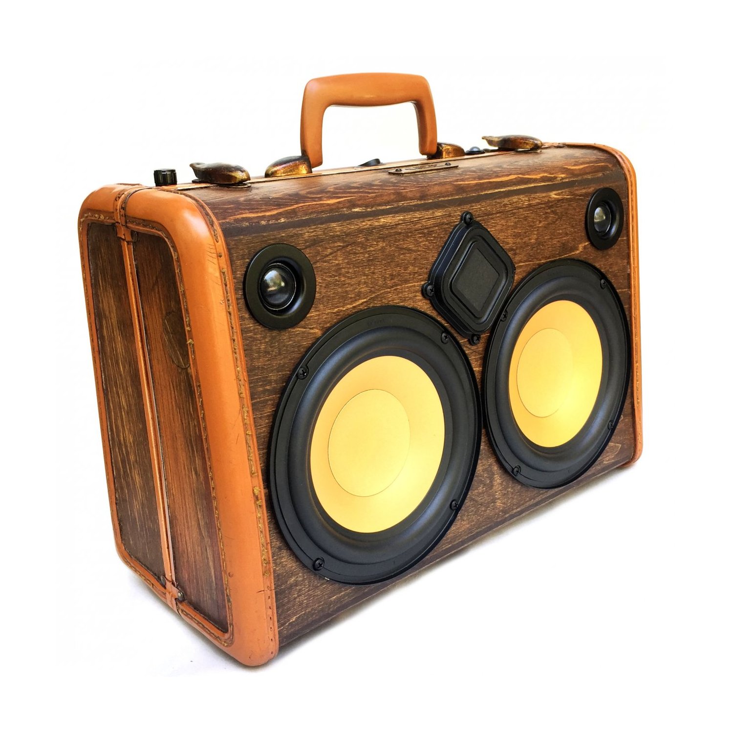 Портативный динамик-чемодан. BoomCase Classic Woodgrain