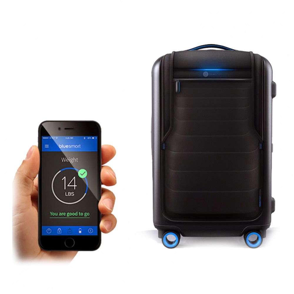 blue smart luggage