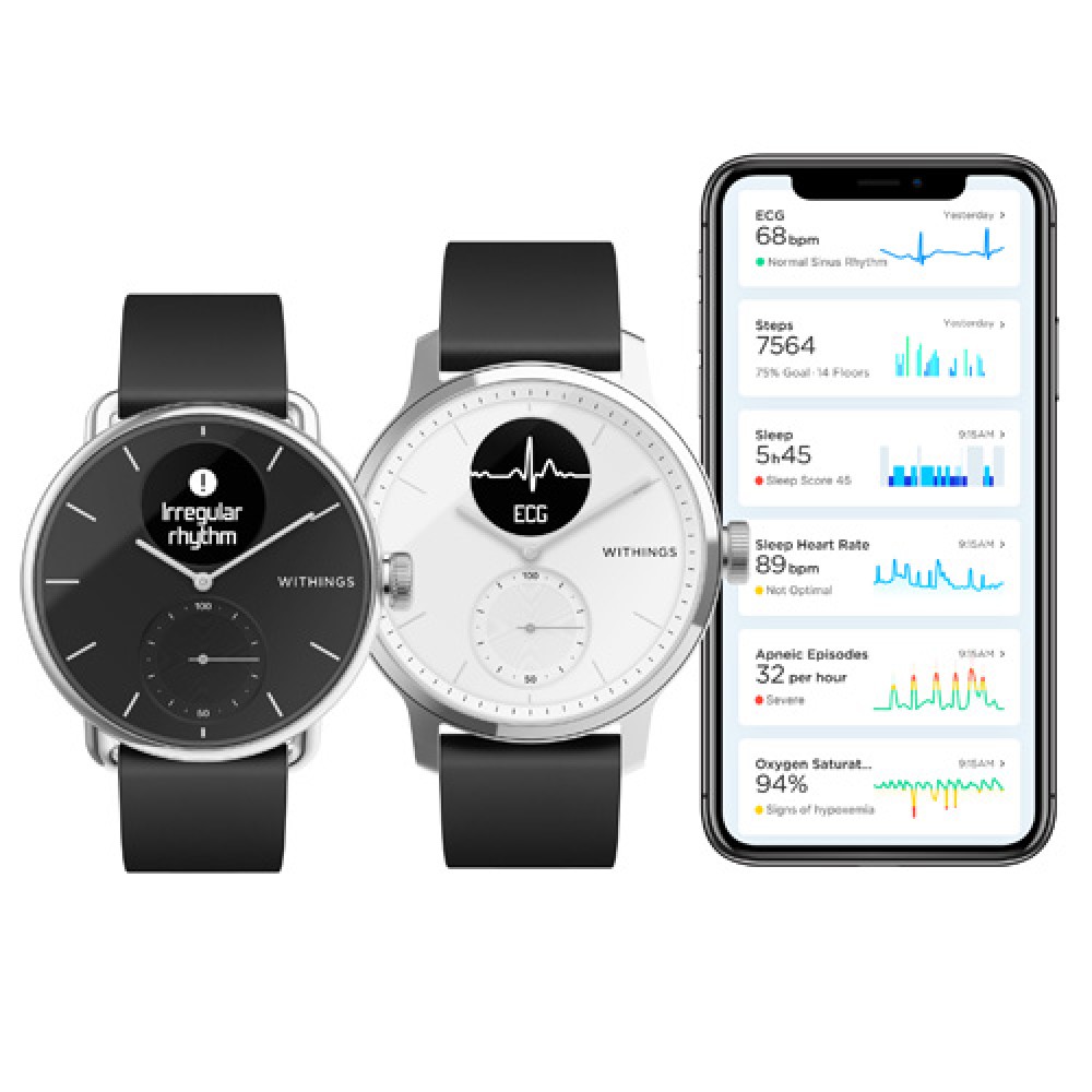 Смарт-часы с ЭКГ и диагностикой дыхания. Withings ScanWatch купить в Москве  по приятной цене