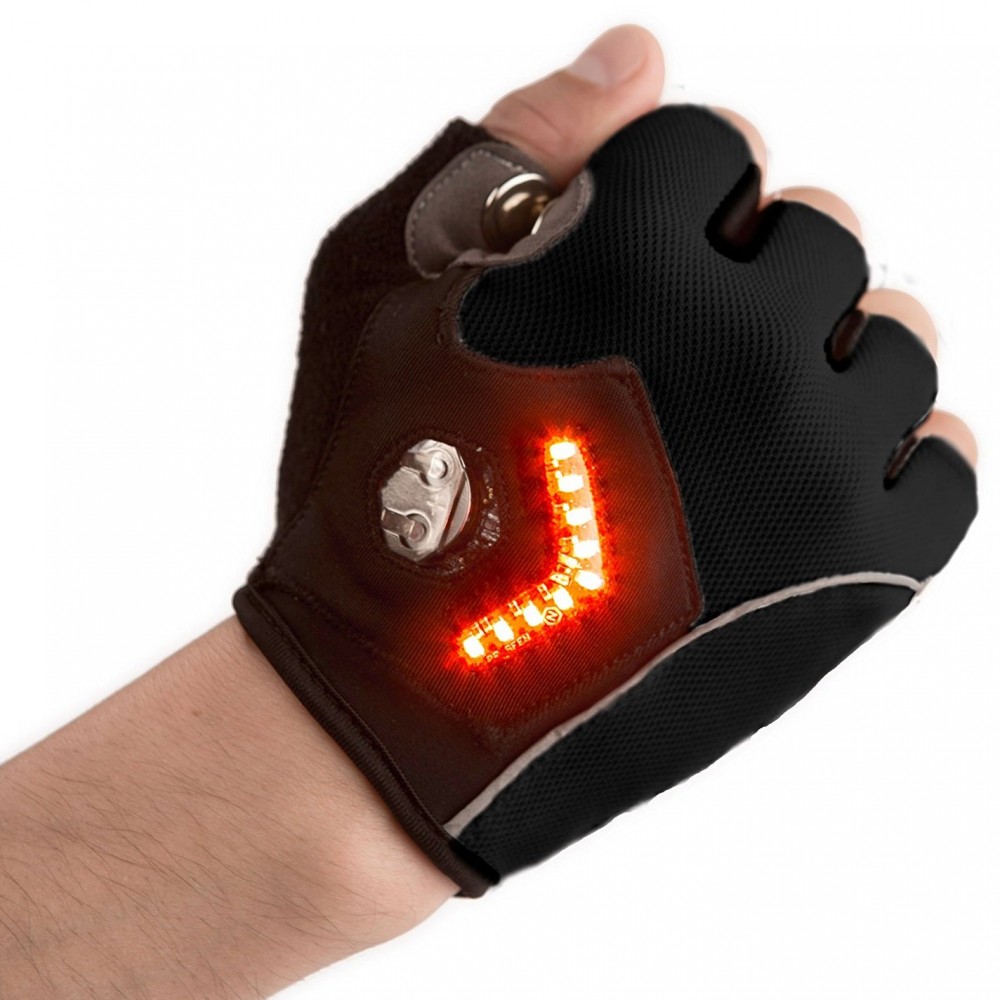 Zackees Turn Signal Gloves. Велосипедные перчатки с сигнальными огнями